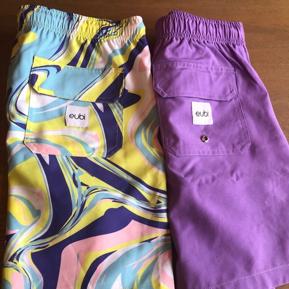Two, 2 Mens Size L Eubi Swim Trunks - Picture 1 of 4